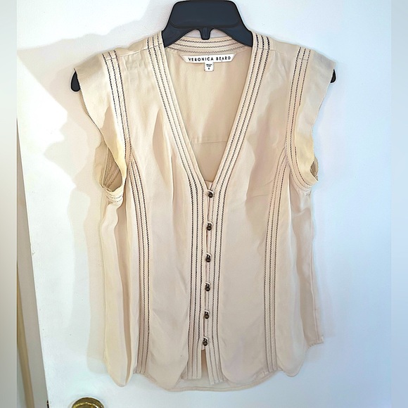 Veronica Beard | Silk VNeck ButtonUp Blouse | Size 6 | Good Condition - Picture 5 of 7